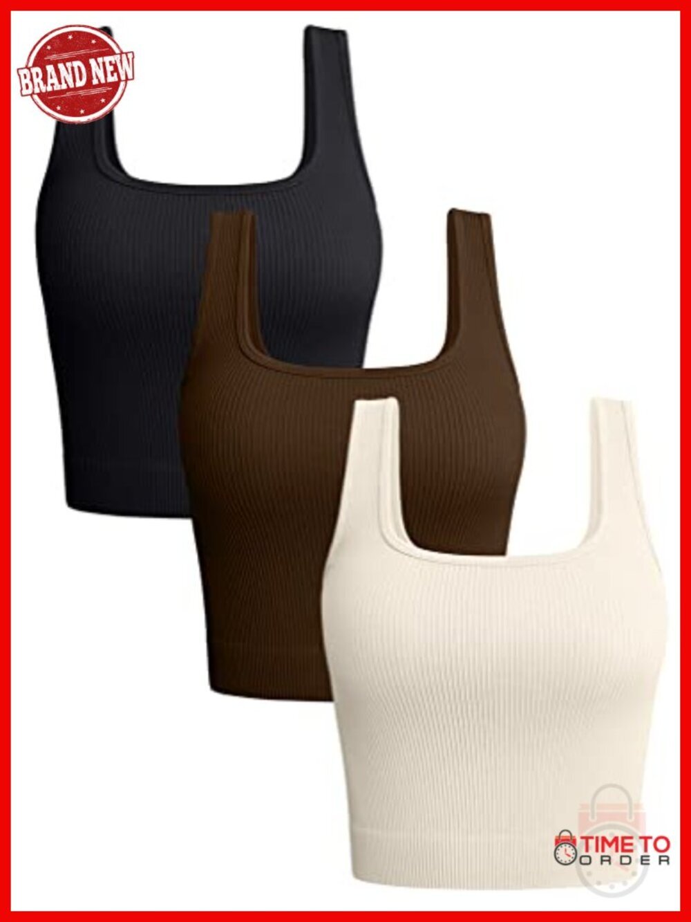 3 Pack Ribbed Seamless Tank Tops Workout Crop Camis